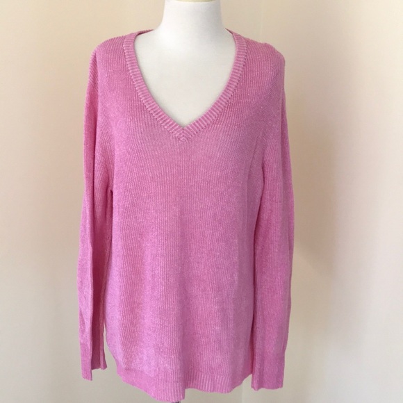 BROOKS BROTHERS Size XL pink knit V neck sweater